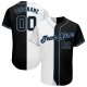 Men's Custom White-Black Light Blue Authentic Split Fashion Baseball Jersey