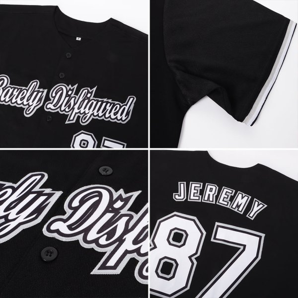 Preschool Custom Black White-Gray Authentic Baseball Jersey