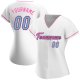 Women's Custom White Light Blue-Pink Authentic Baseball Jersey