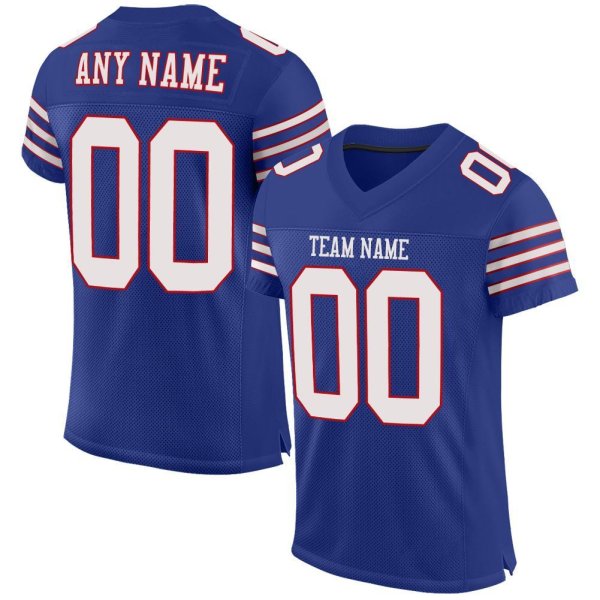 Women's Custom Royal White-Red Mesh Authentic Football Jersey