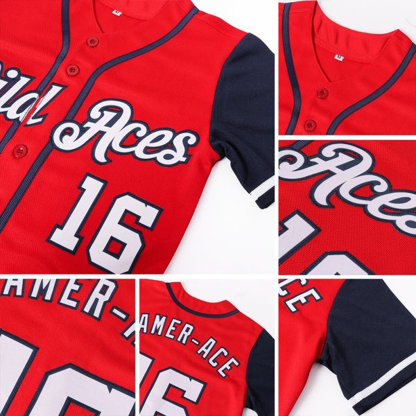 Preschool Custom Red White-Navy Authentic Baseball Jersey