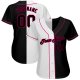 Women's Custom White-Black Pink Authentic Split Fashion Baseball Jersey