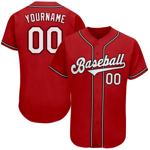 Kid's Custom Red White-Black Authentic Baseball Jersey