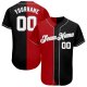 Men's Custom Black White-Red Gray Authentic Split Fashion Baseball Jersey